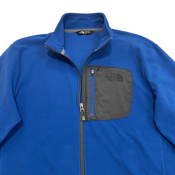 The North Face Men’s Medium Fleece Jacket | Blue Zip-Up, Gray Chest Pocket - Picture 5 of 9